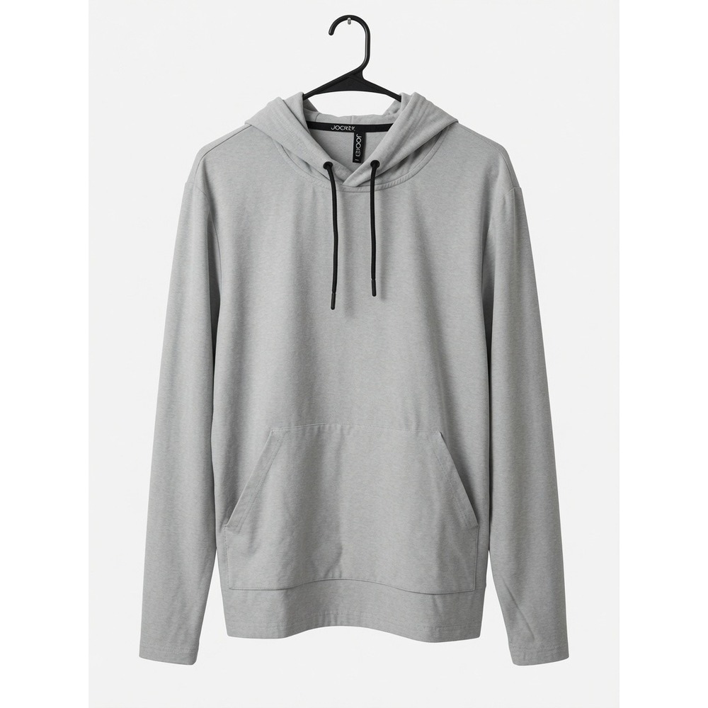 Jockey Mens Medium Grey Heather Pullover Hoodie Performance Athletic Stretch